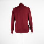 Victoria Beckham Burgundy Frill Detail Polo Neck