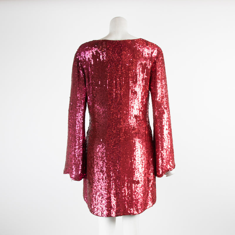 Retrofete Red Sequin Wrap Dress