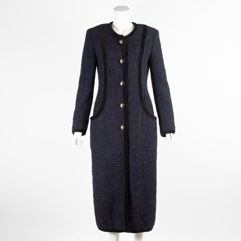 Etro Navy Blue Long Coat With Buttons