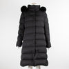 Herno Black Long Puffer Coat with Fur Hood