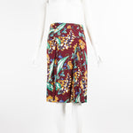 Prada Burgundy Floral Midi Skirt