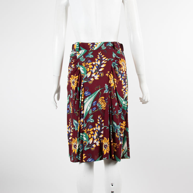 Prada Burgundy Floral Midi Skirt