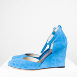 Celine Blue Suede Closed Wedge