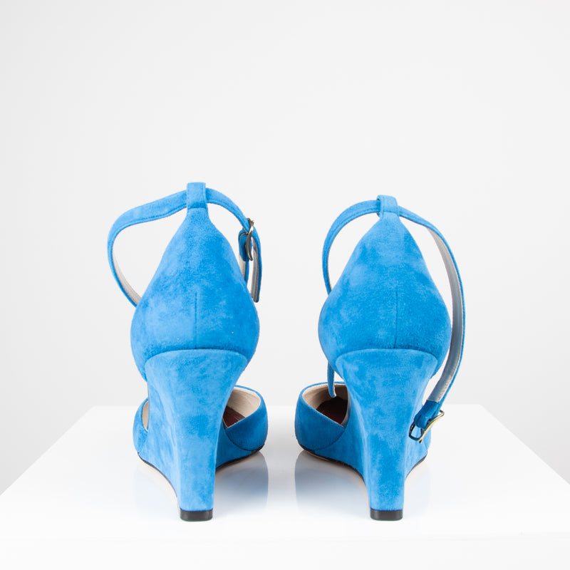 Celine Blue Suede Closed Wedge