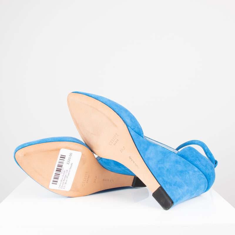 Celine Blue Suede Closed Wedge