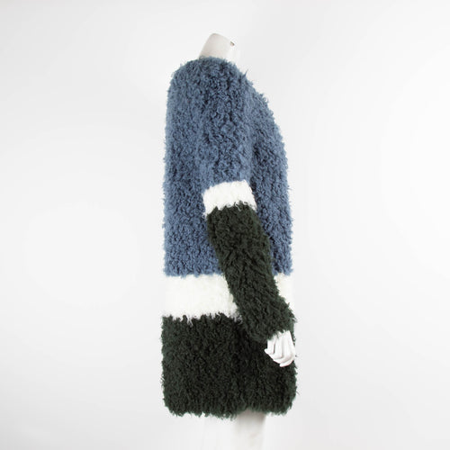 Shrimps Blue Black Faux Fur Coat