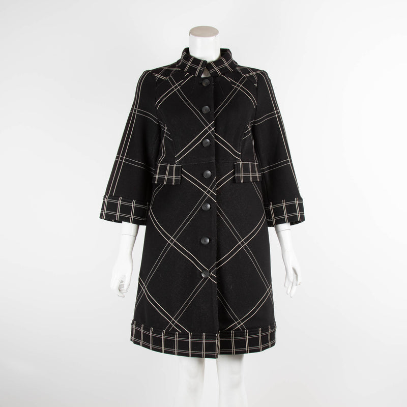 DVF Black And White Checked Jersey Coat