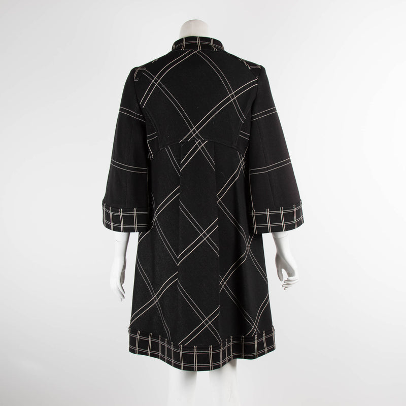 DVF Black And White Checked Jersey Coat