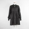 Stine Goya Black on Black Gingham Tiered Long Sleeve Dress