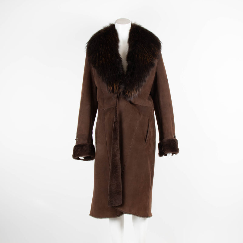 Inochi Brown Sheepskin Coat with Fur