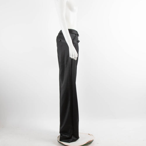 Temperley Black Satin Trim Evening Trousers