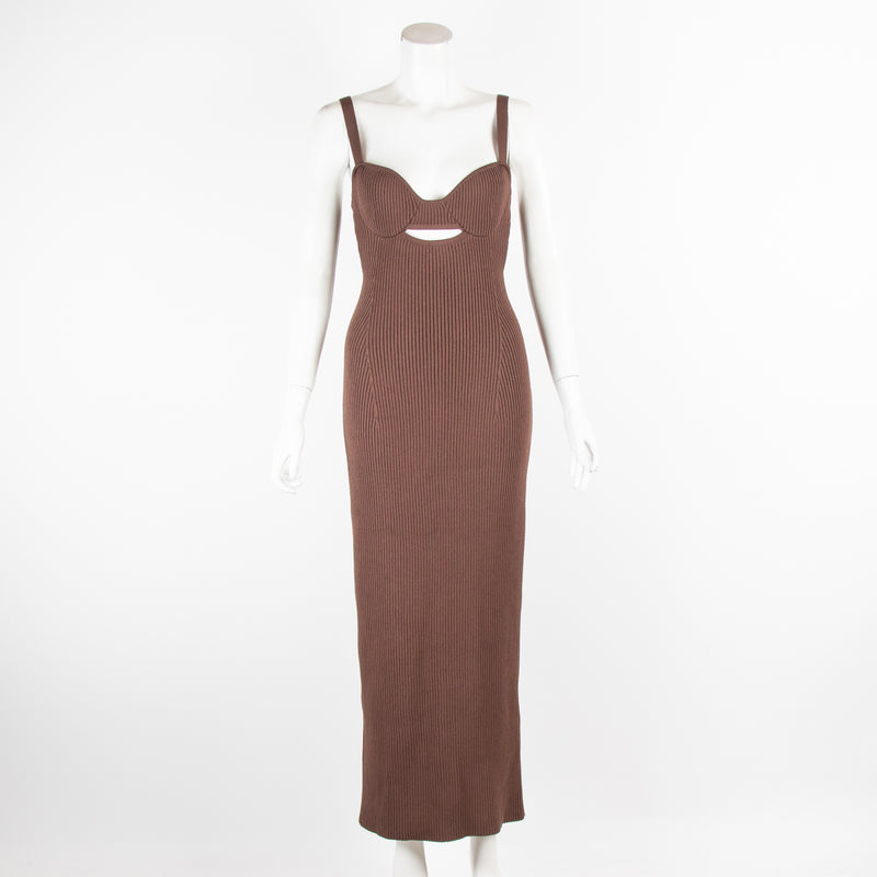 Magda Butrym Brown Knitted  Bustier Dress