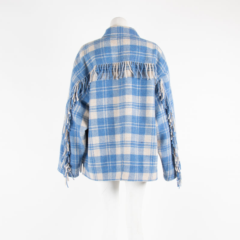 Isabel Marant Etoile Blue & White Check Tassle Overshirt