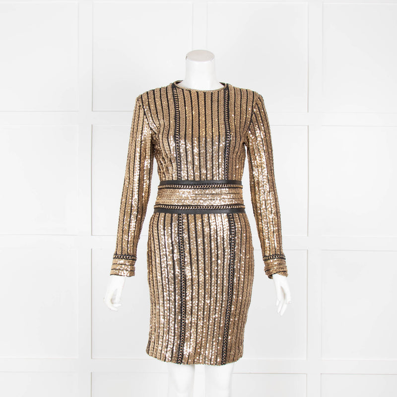 Nadine Merabi Gold Sequin Stretch Dress