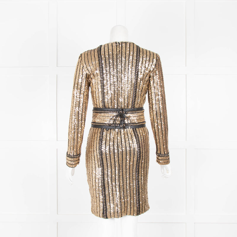 Nadine Merabi Gold Sequin Stretch Dress