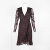 Ganni Black Burgundy  Lace Long Sleeve Dress