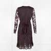 Ganni Black Burgundy  Lace Long Sleeve Dress