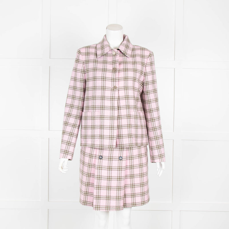 Maje Pink and Grey Check Jacket