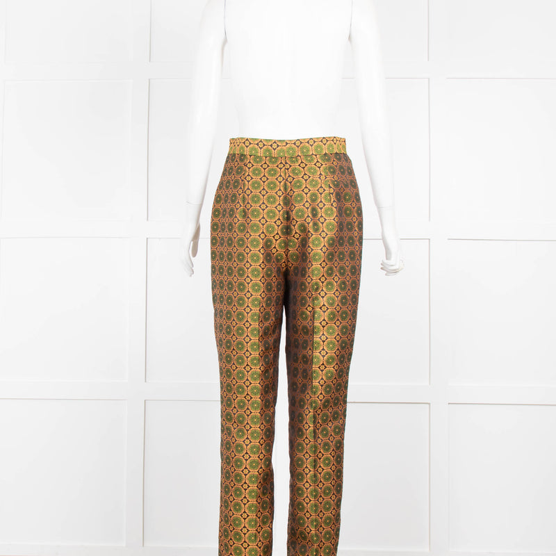 Saloni Black Bronze  Green Print Trousers