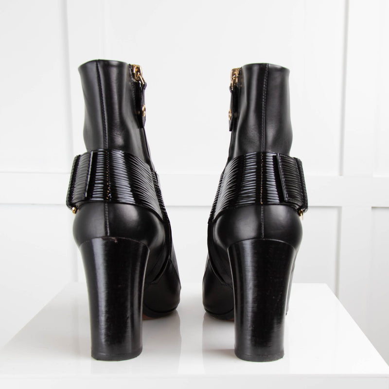 Louis Vuitton Black Boots with Side Buckle