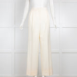 The Row Cream Crepe Wide Legg Trousers