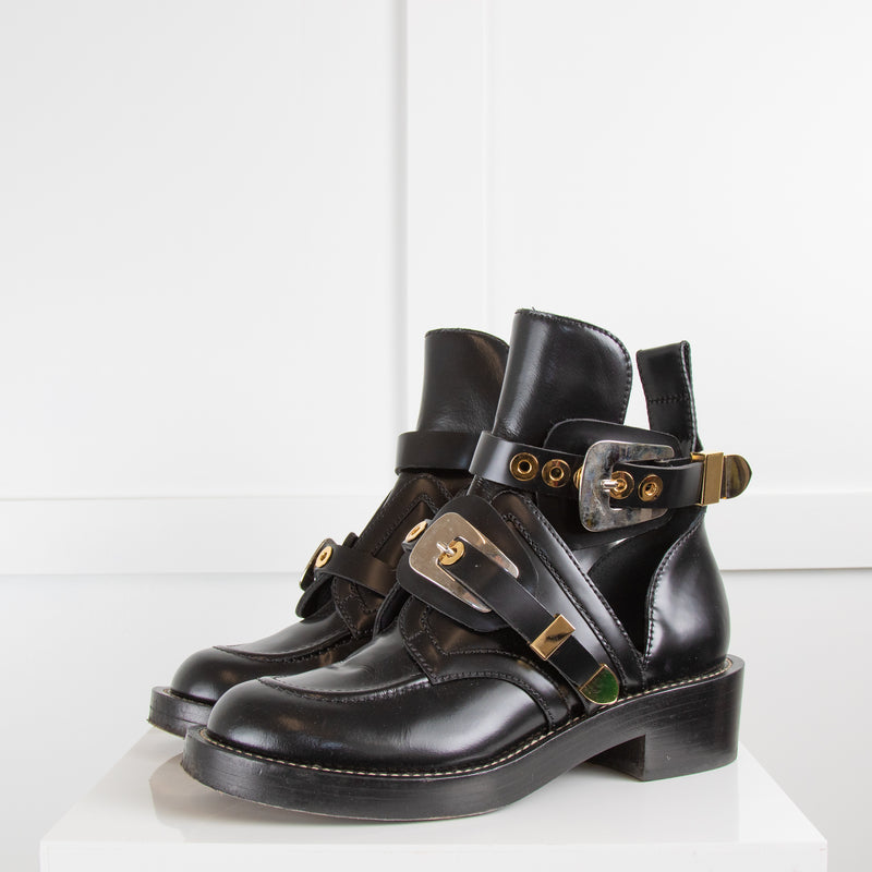 Balenciaga Black Buckled Boots