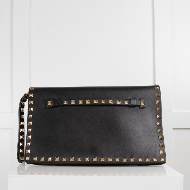 Valentino Rockstud Black Flap Clutch