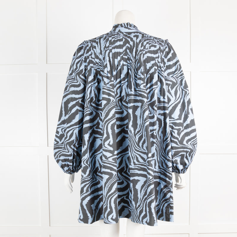 Ganni Blue Animal Print Mini Dress