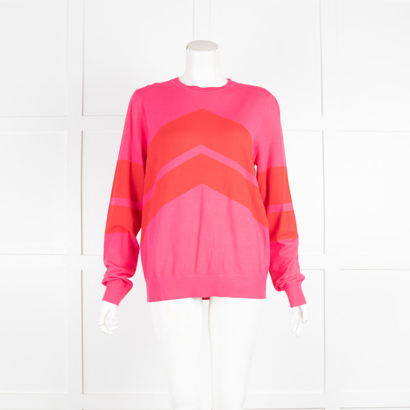 Madeline Thompson Pink & Red Chevron Jumper