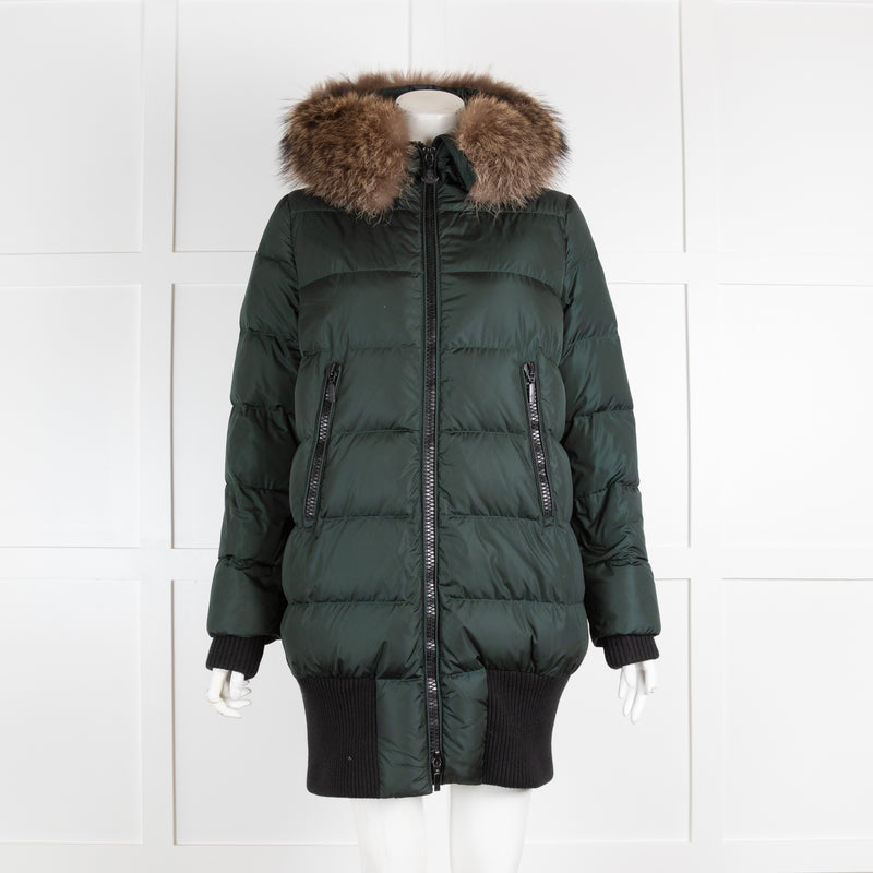 Moncler Green  Puffer with Fur Hood