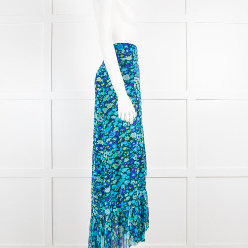 Ganni Blue Floral Wrap Skirt