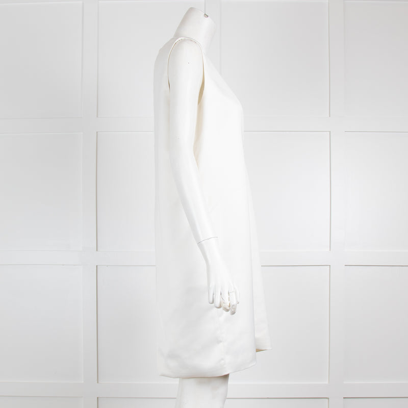 Solace White Silk Deep V Dress