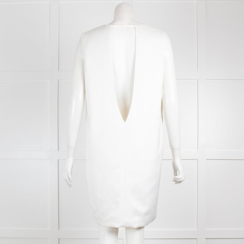 Solace White Silk Deep V Dress