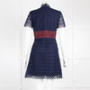 Sandro Navy & Burgundy Lace Mini Dress