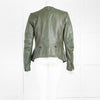 High Green Leather Zip Up Jacket