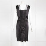 Roberto Cavalli Black Lace Trim Ruched Dress