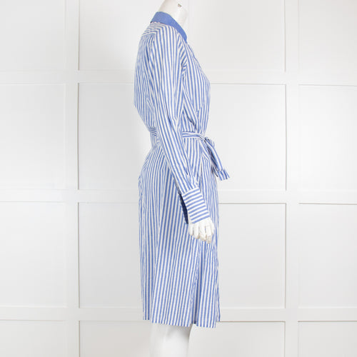 PDN London Blue & White Stripe Shirt Dress