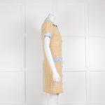 Sandro Beige Tweed Mini Dress with Denim Collar