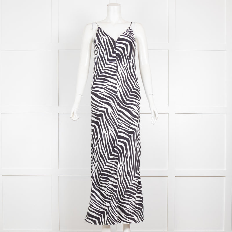 Tove Black & White Strap Silk Midi Dress