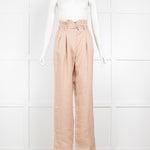 Anine Bing Beige Thalia Belted Linen Trousers