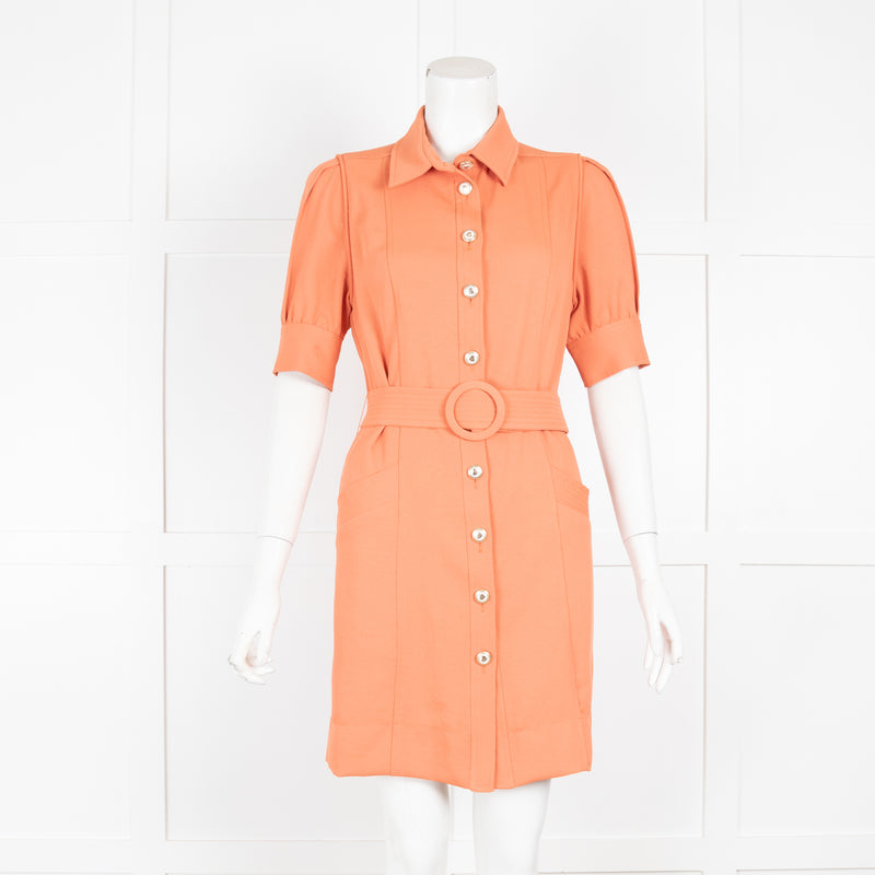 Sandro Orange Mini Dress with Puff Sleeves