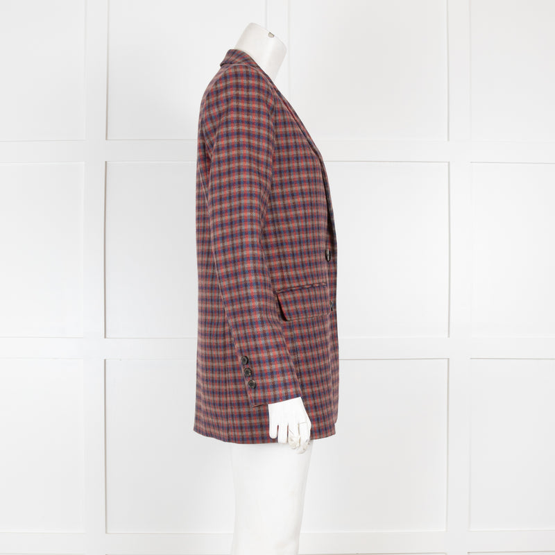 Sandro Check Double Breasted Jacket