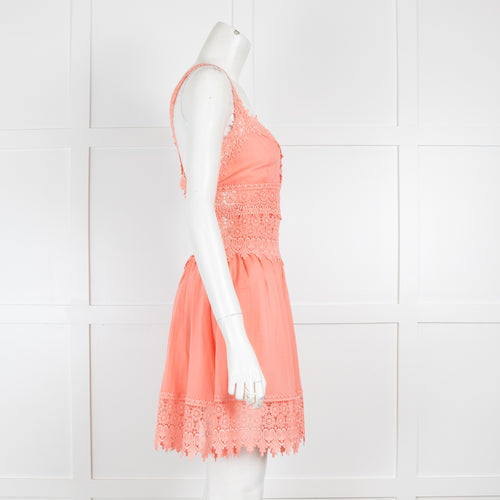 Charo Ruiz Coral Broderie Anglaise Mini Dress