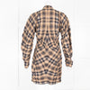 Ganni Brown Check Ruched Sleeve Dress