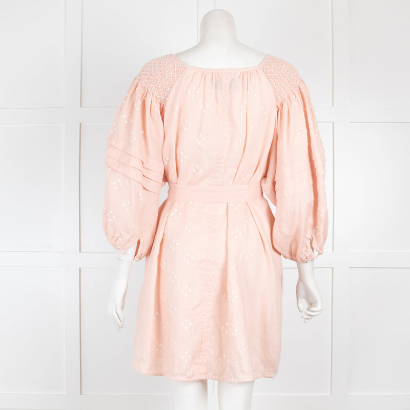 Innika Choa Pink Linen Smock Mini Dress