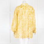 Anine Bing Yellow Animal Print Silk Blouse