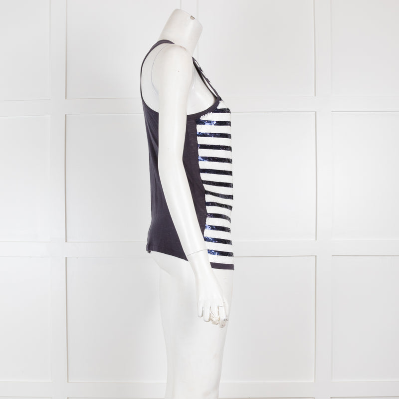 Joseph Blue and White Sequin Stripe Vest