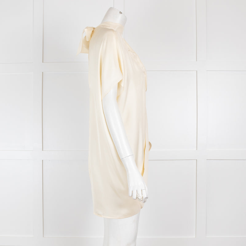 VVB Victoria Beckham Cream Silk Tie Back Top