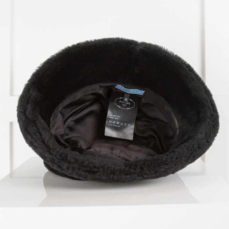 Prada Black Shearling Bucket Hat