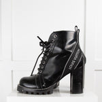 Louis Vuitton Black Lace Up High Heel Boots